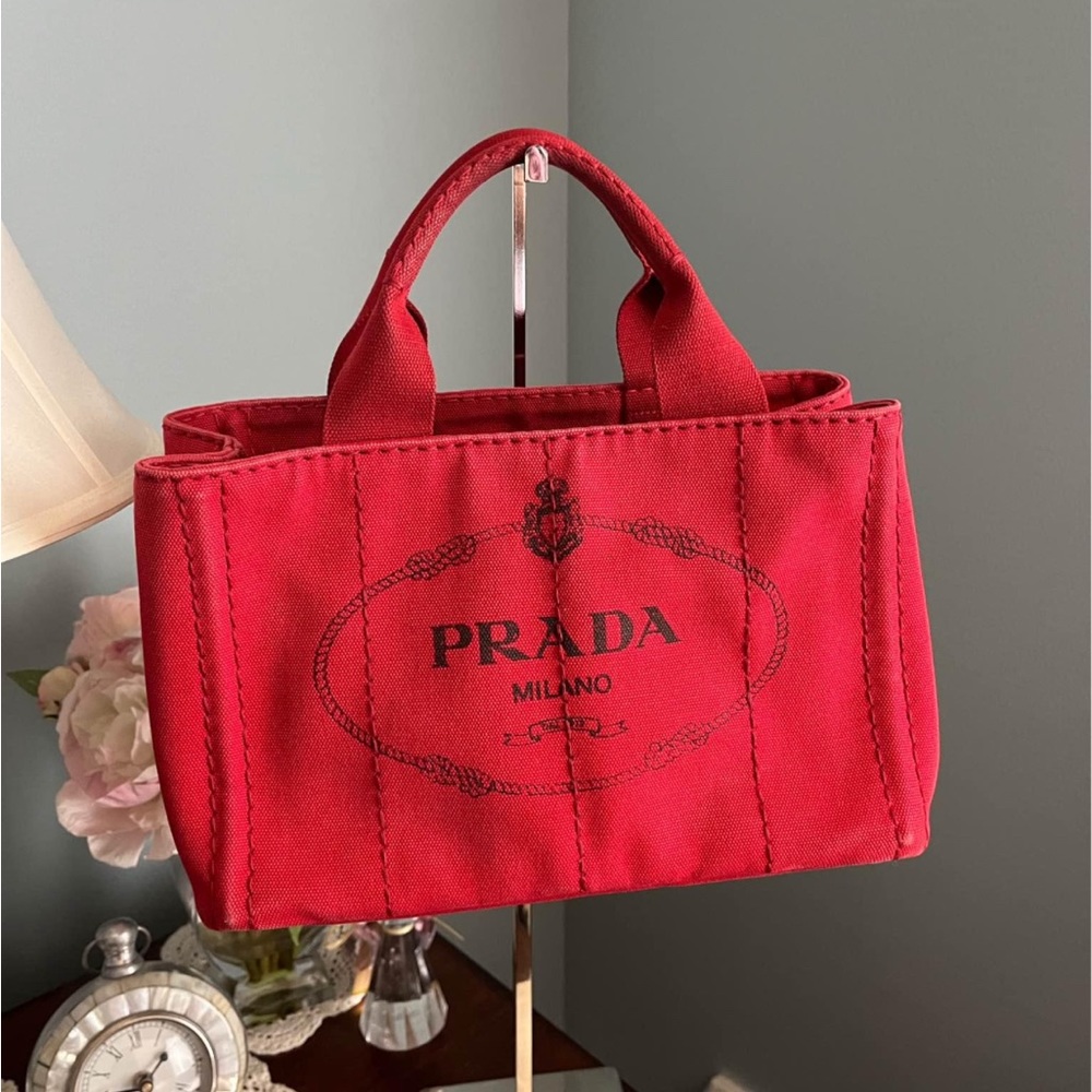 Red Prada Canapa Handbag with Authenticity Card